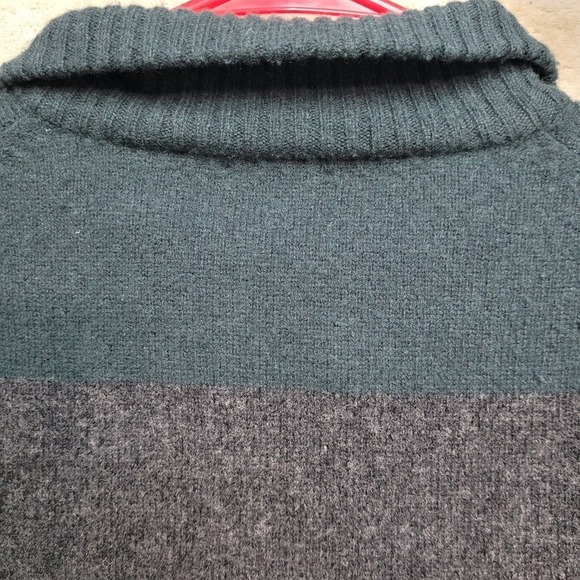 J.Crew Lambswool‎ 1/4 Zip Sweater Striped Pullover Warm Casual Green L Comfort - Picture 7 of 9